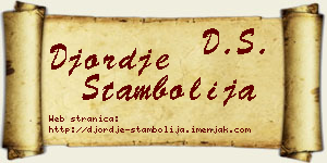 Đorđe Stambolija vizit kartica